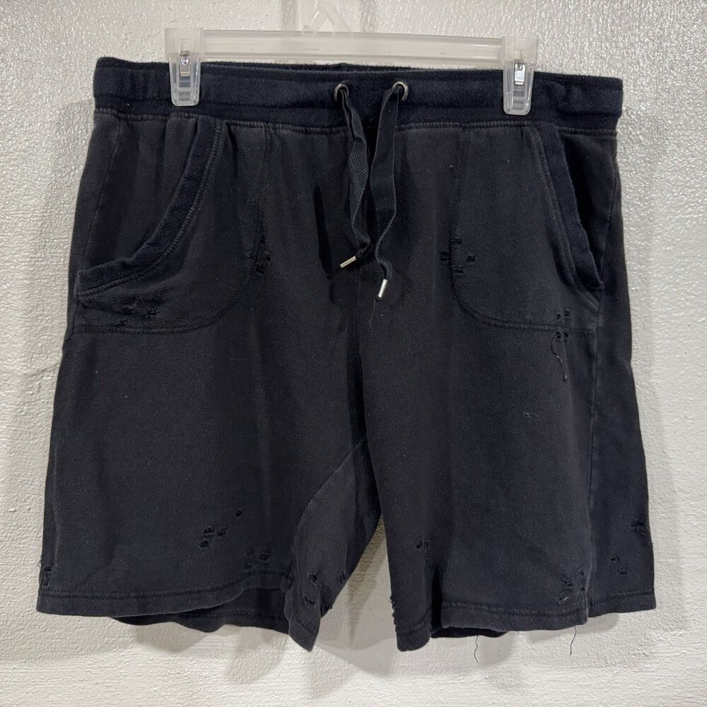 New York Laundry Black Distressed Shorts Raw Hem Casual Lounge Drawstring XL